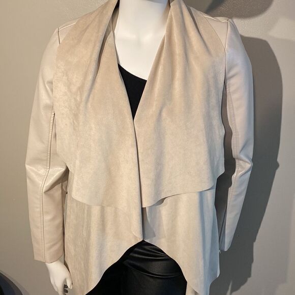 Womens Beautiful High- Low Faux Leather & Suede Jacket - Size Large - Picture 6 of 12
